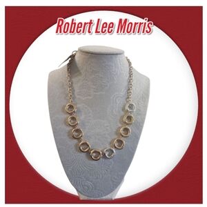 Robert Lee Morris Soho Gold/Silver Open Circle Bib Two Tone Necklace